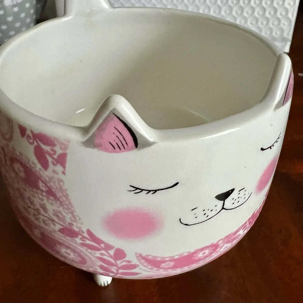 GUC Arlington Designs Cat Mug with Legs Pink Paisley
